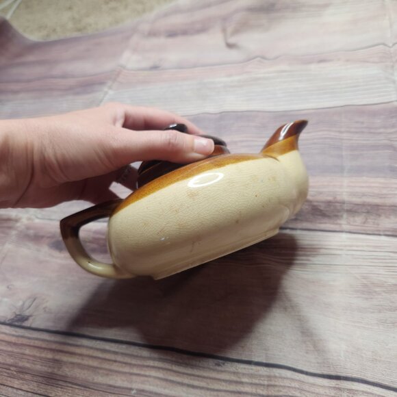 Farrah Vintage Tea for Two Brown Beige Cream Ceramic Teapot - Picture 7 of 10